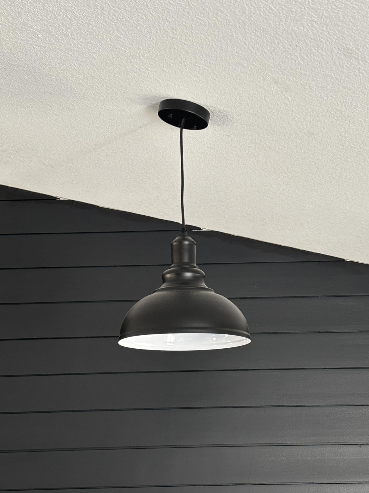 LOEHINLE Pendant Lighting Vintage Industrial Fixtures, Black Metal Farmhouse Lights, Ceiling Lamp for Kitchen Home Island Dining Room Bedroom, 11.4 inches customer photo 2