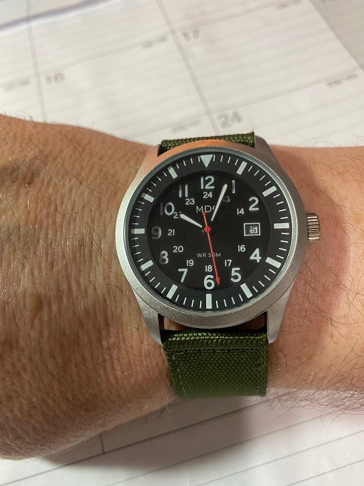 Infantry Mens Military Field Watch, Easy Read Large Face, 12/24H Nylon Band customer photo 2