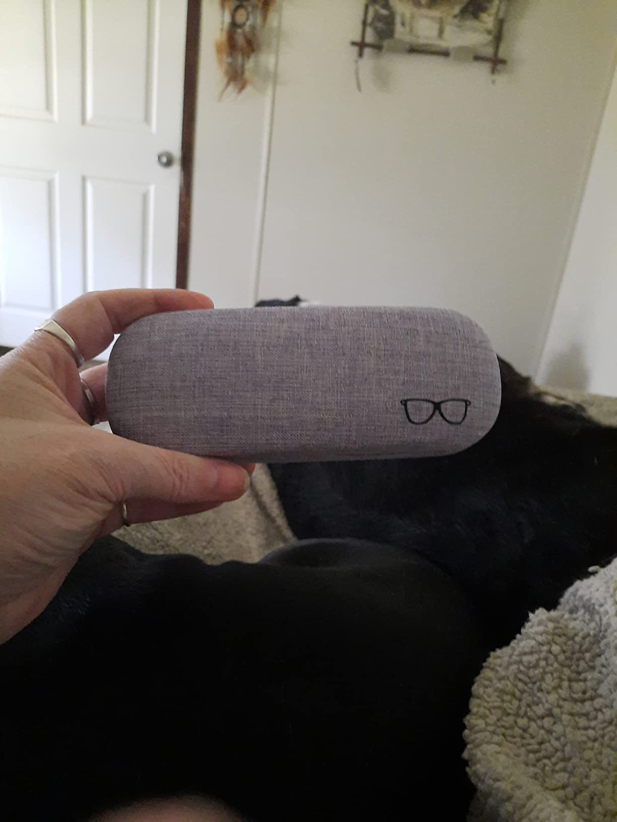 HSYMQ 3Pack Hard Shell Eyeglasses Case Protector Linen Fabrics Large Glasses Case Concise customer photo 2