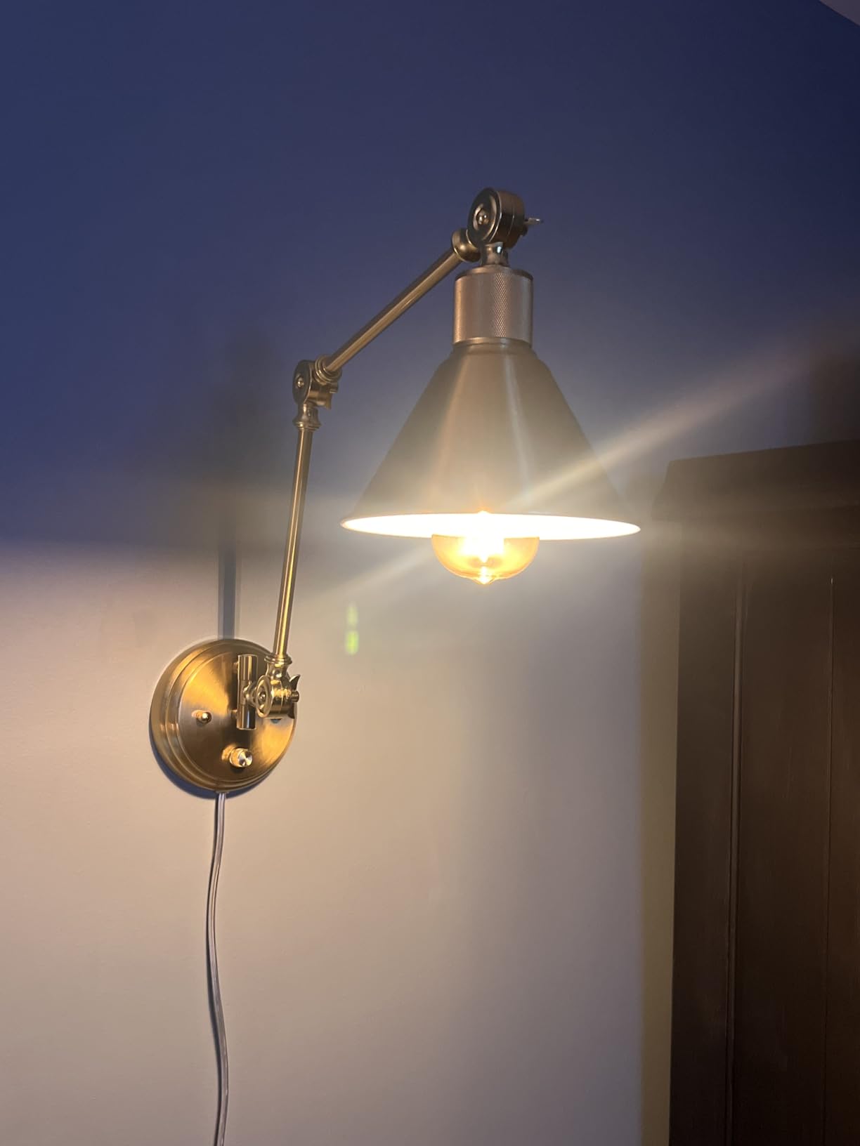 TRLIFE Wall Sconce Plug in, Dimmable Wall Sconce with Switch Swing Arm Wall Lights Plug in Wall Mounted Light Wall Sconces Lighting with 6FT Plug in Cord, E26 Base, UL Listed(Two Arms, 1 Pack) customer photo 1