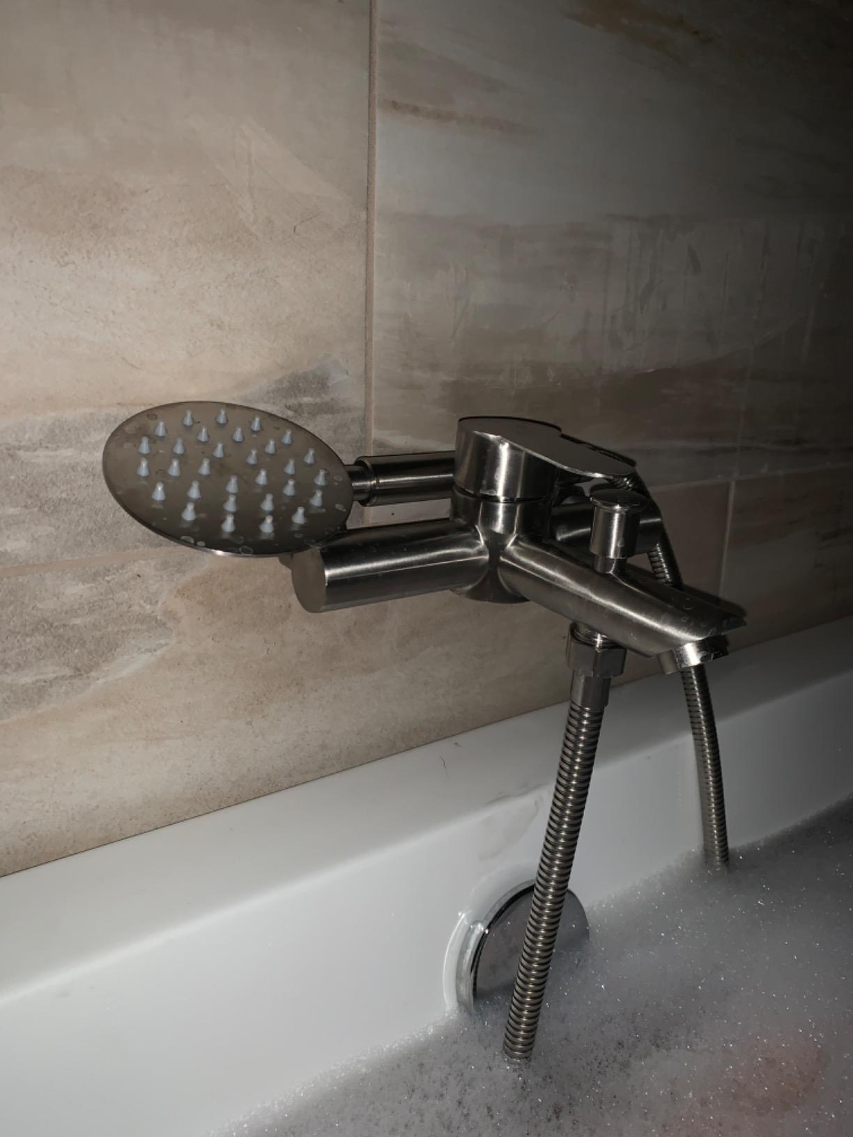 Aolemi Bathtub Faucet Wall Mount Tub Set Round Handheld Brushed Nickel customer photo 2