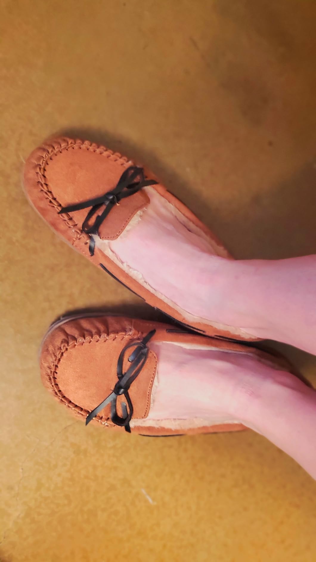 KOLILI Womens Faux Fur Moccasin Slippers, Indoor Outdoor Warm & Cozy House Shoes with Durable Rubber Sole customer photo 2