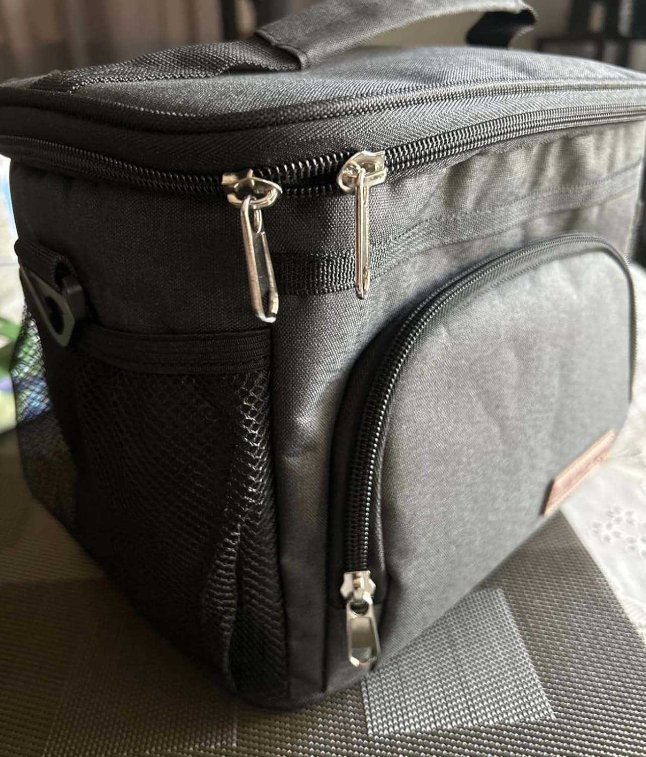 ExtraCharm Insulated Lunch Bag for Women/Men - Reusable Lunch Box for Office Picnic Hiking Beach - Leakproof Cooler Tote Bag Organizer with Adjustable Shoulder Strap for Adults - Black customer photo 2