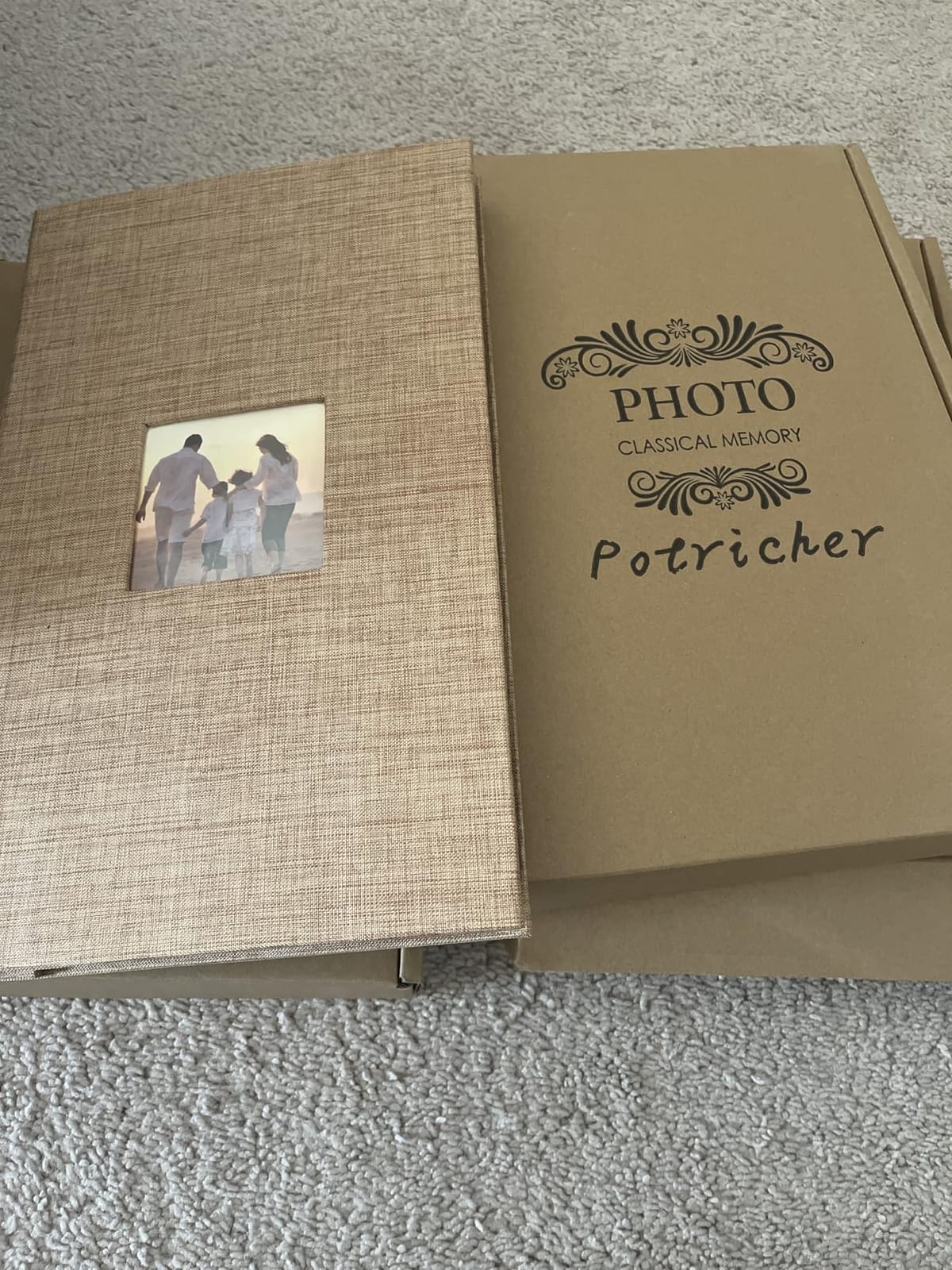 potricher Photo Album 4x6 Pictures, 600 Pockets, Linen Cover, Gray customer photo 2