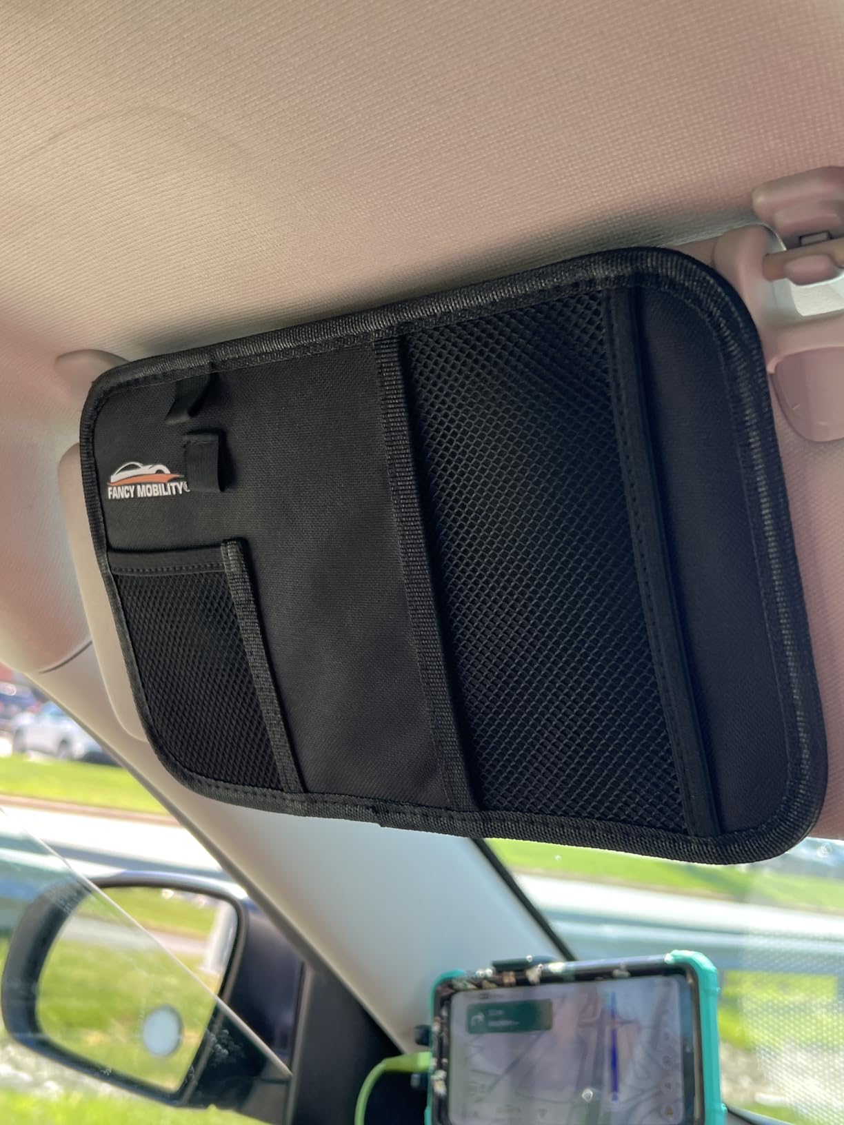 Car Sun Visor Organizer – Car, SUV, Truck Interior Accessories - Magnetic Glasses Holder & Full Length Horizontal Pockets, Allows Safe Driving - 12.2 X 6.1 In, Black customer photo 1
