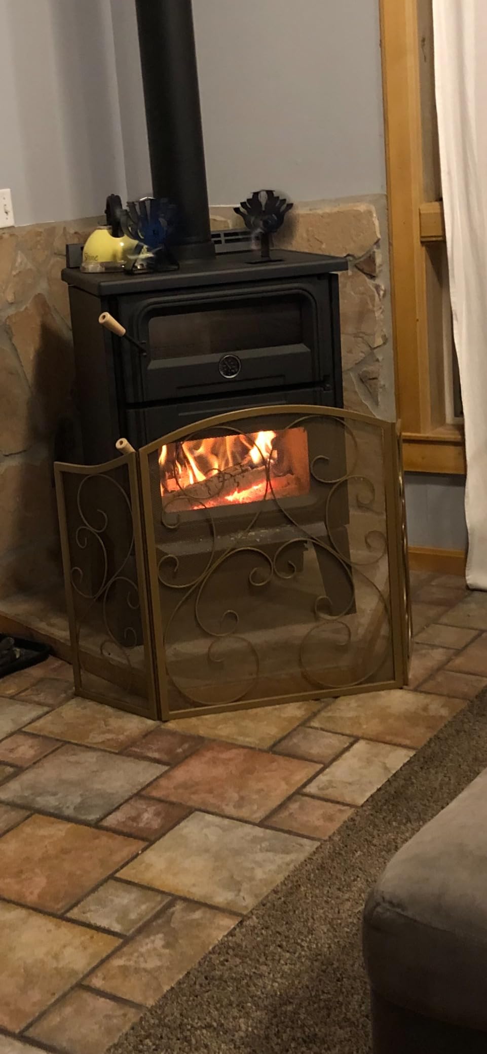 Fire Beauty 3 Panel Wrought Iron Fireplace Screen 48×30In(Black) customer photo 1