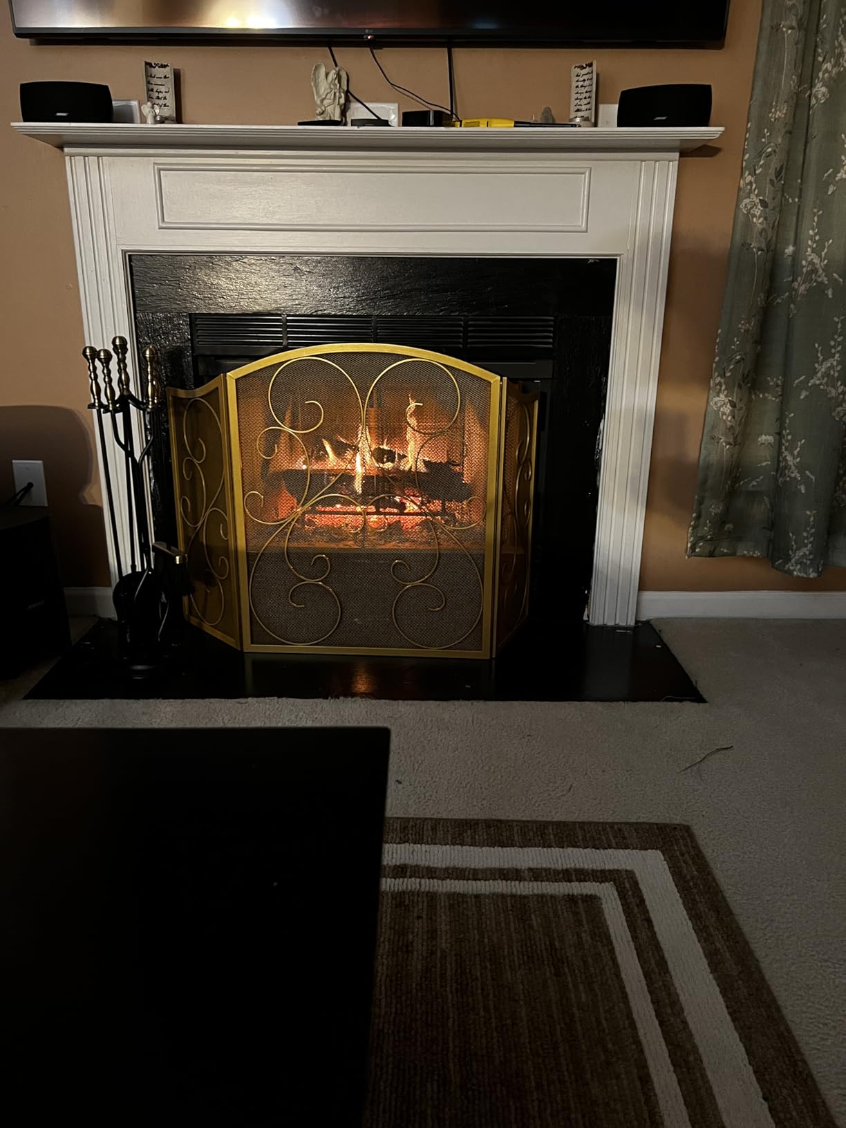 Fire Beauty 3 Panel Wrought Iron Fireplace Screen 48×30In(Black) customer photo 2