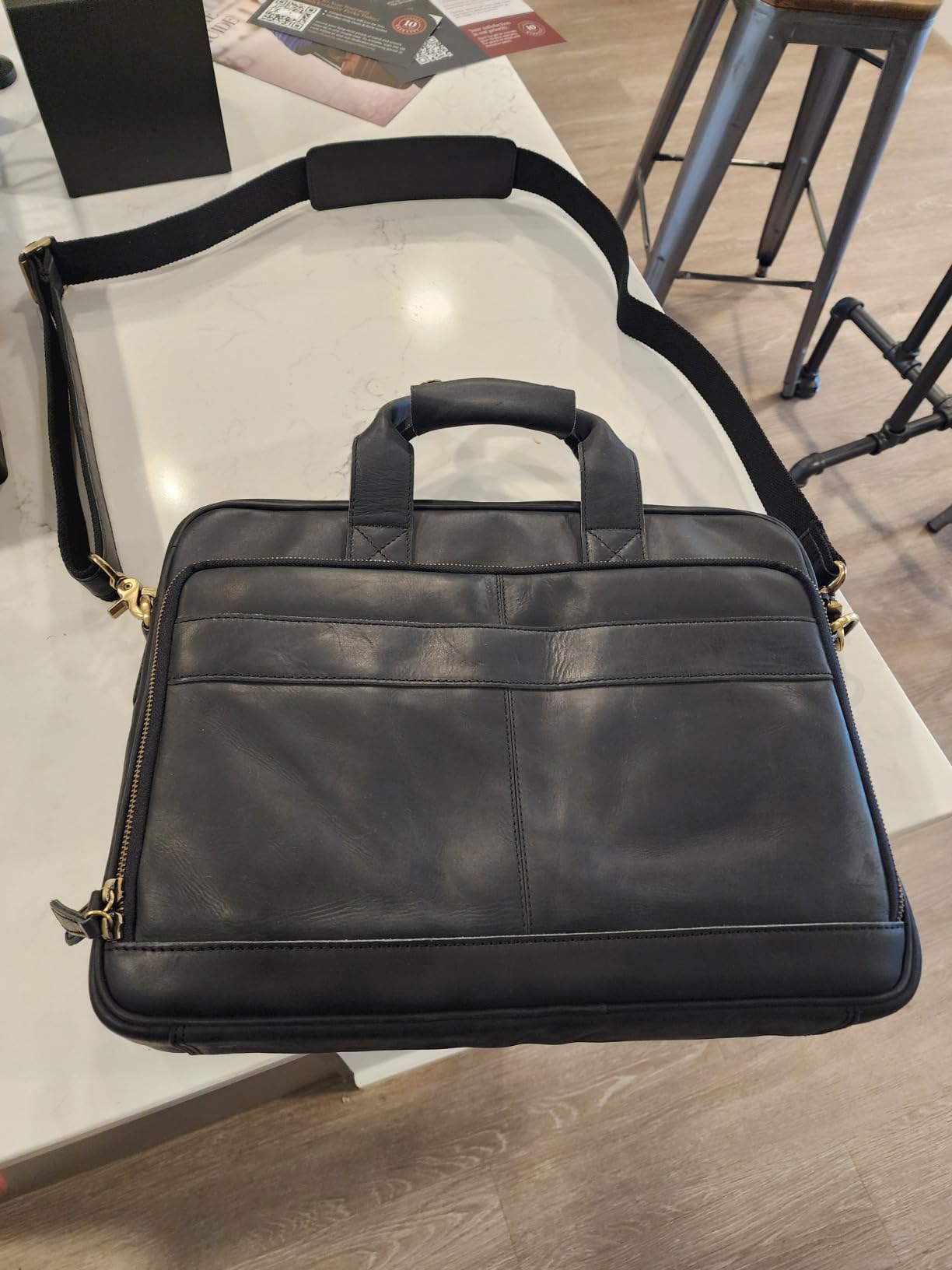 Luxorro Full-Grain Leather Briefcase for Men - Laptop Bag with Leather Computer Compartment customer photo 2