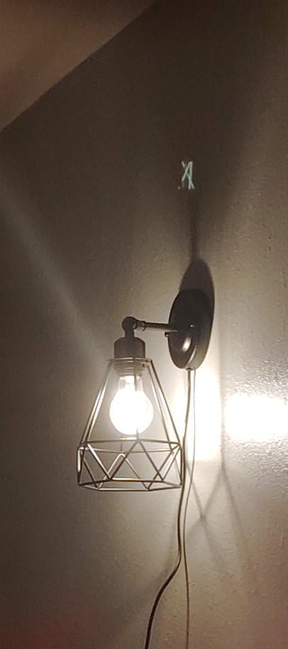 WimiSom Plug in Wall Sconce, Wire Cage, Industrial Wall Lamp with Plug in Cord, Rustic Sconce Fixture, On/Off Switch Vintage Wall Light Fixture for Headboard Bedroom Porch-2 Pack customer photo 1