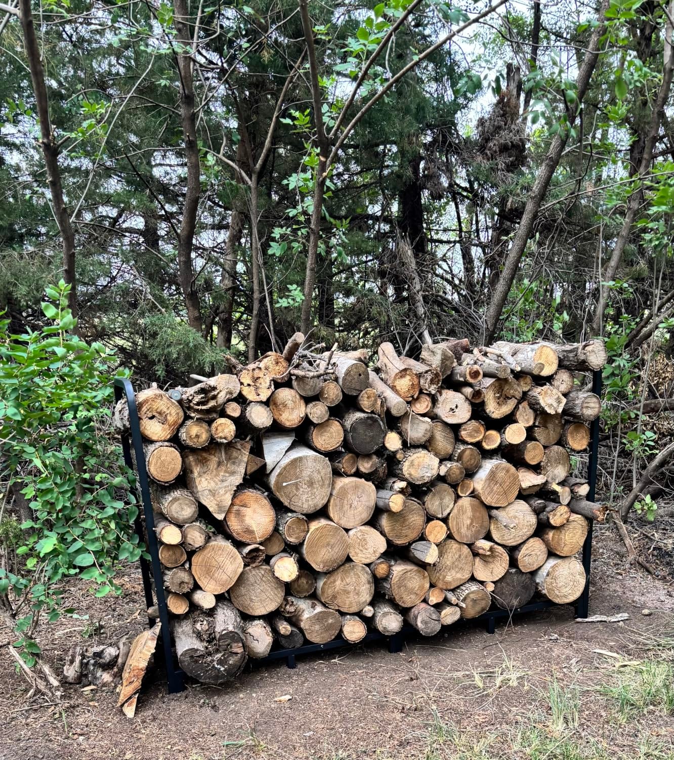 Firewood Rack Stand 6ft Heavy Duty Logs Carrier Holder for Outdoor Indoor Fireplace, Matte Black customer photo 1