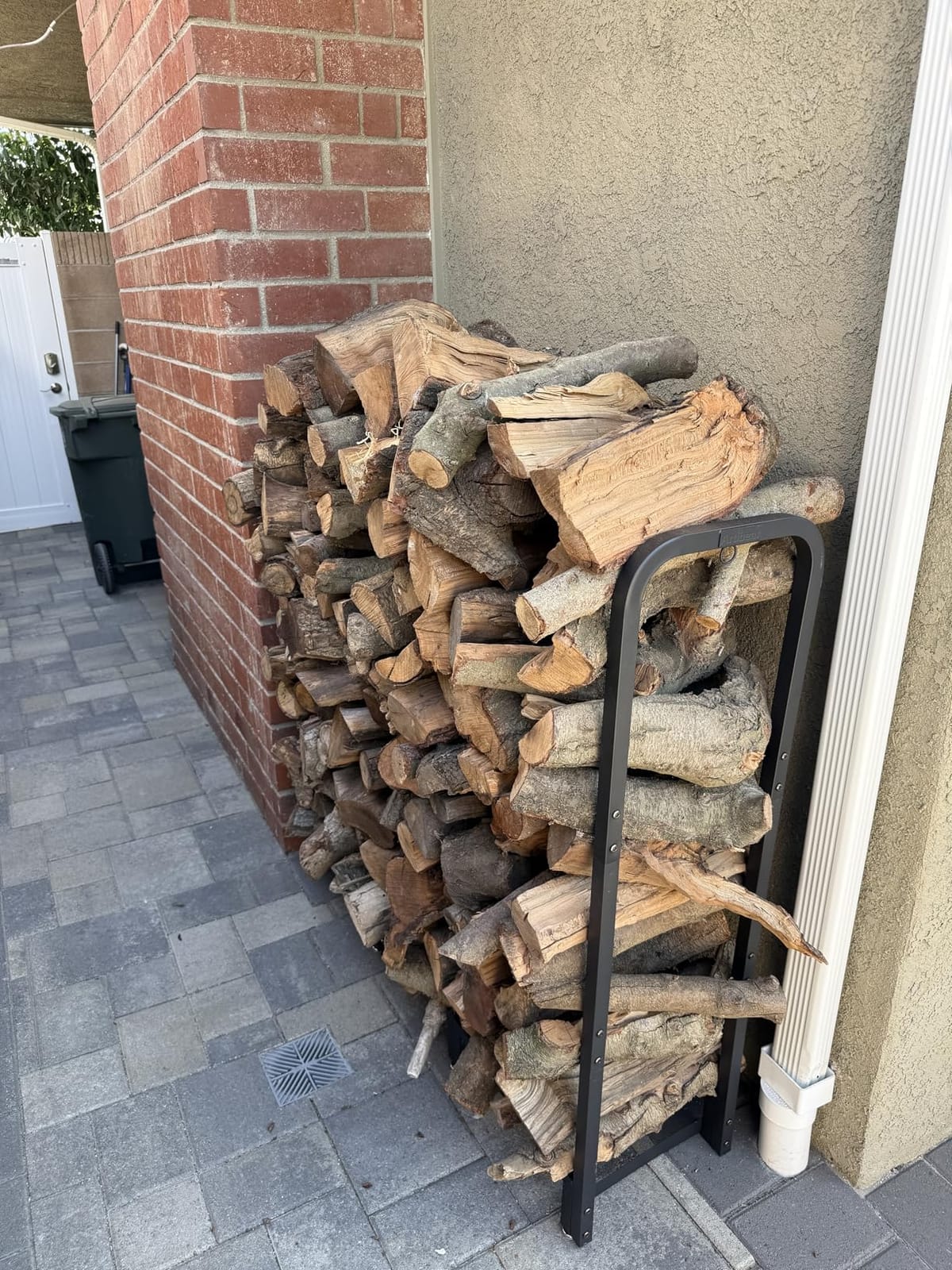 Firewood Rack Stand 6ft Heavy Duty Logs Carrier Holder for Outdoor Indoor Fireplace, Matte Black customer photo 2