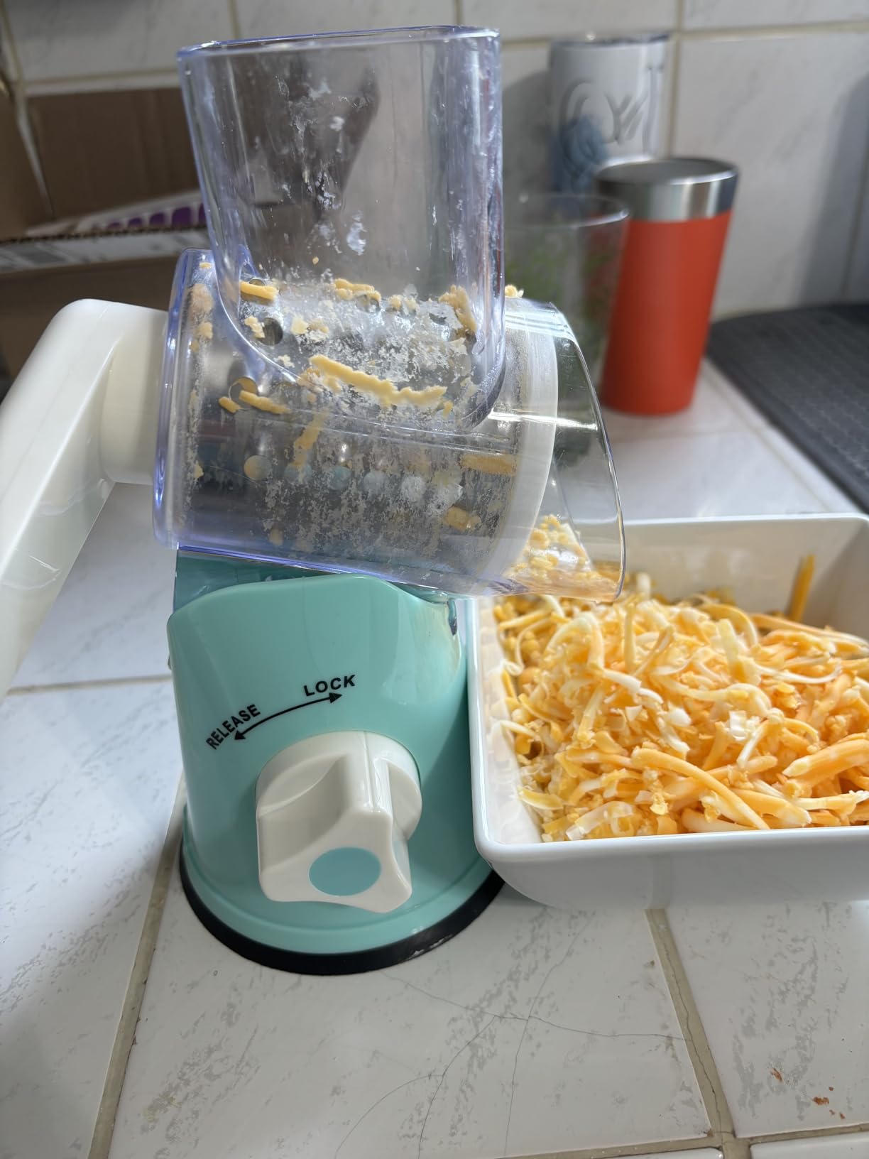 X Home Rotary Cheese Grater, Blue, for Kitchen customer photo 2