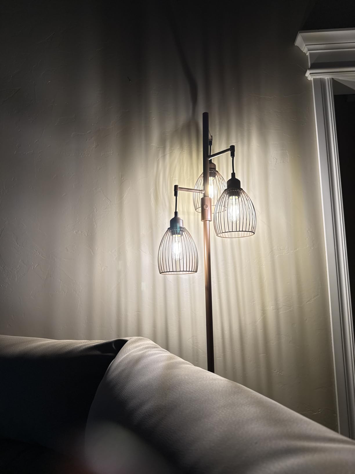 Dimmable Floor Lamp, 3 x 800LM LED Edison Bulbs Included, Farmhouse Industrial Floor Lamp Standing Tree Lamp with Elegant Teardrop Cage Tall Lamps for Living Room Bedroom Office Dining Room-Black customer photo 1