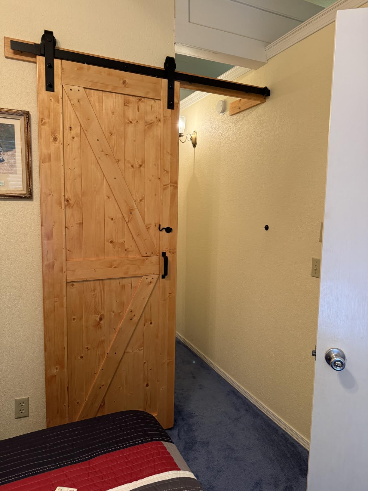 EaseLife 36in x 84in Sliding Barn Door with 6.6FT Barn Door Hardware Kit & Handle Included,Solid Spruce Wood Door,Assemblely Required,Stainable, K-Frame customer photo 1