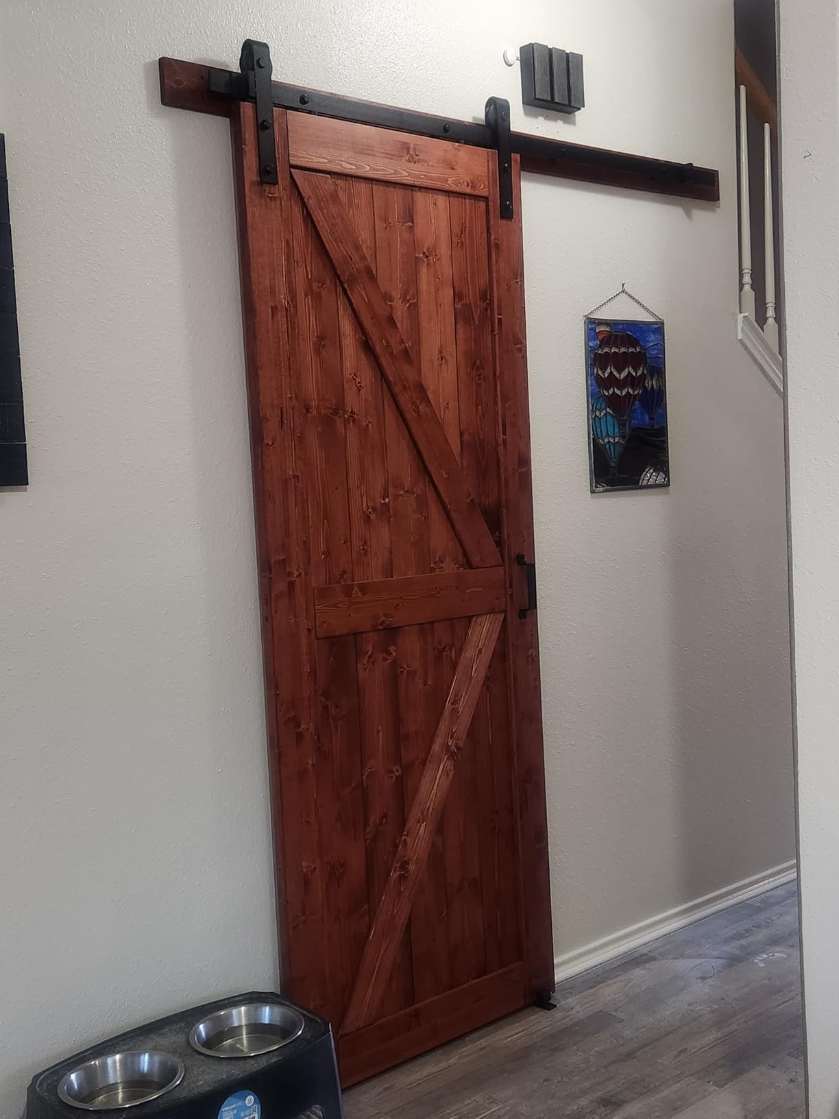 EaseLife 36in x 84in Sliding Barn Door with 6.6FT Barn Door Hardware Kit & Handle Included,Solid Spruce Wood Door,Assemblely Required,Stainable, K-Frame customer photo 2