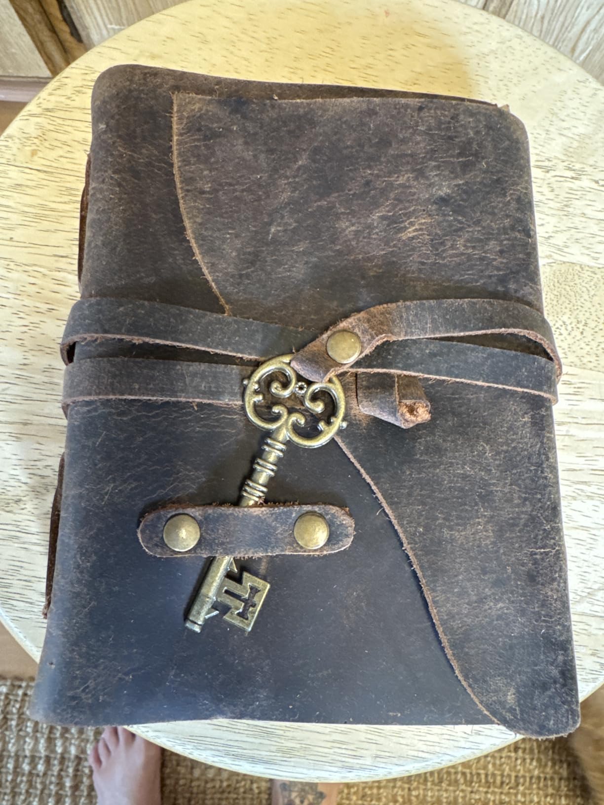 Vintage Leather Journal Lined Pages with Key - Antique Handmade Deckle Edge Vintage Paper Leather Bound Journal - Book of Shadows Journal - Leather Sketchbook - Drawing Journal - Great Gift customer photo 1