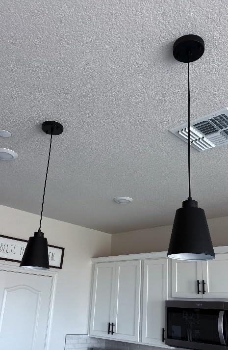 Modern Black Pendant Light Fixture 5.94'' (3-Pack) Mini 1-Light Pendant Lighting 3-Pack for Kitchen Island Industrial Hanging Pendant Light Cup Shade for Christmas Gift,Dining Room,Bar,E26,MAX60W customer photo 2