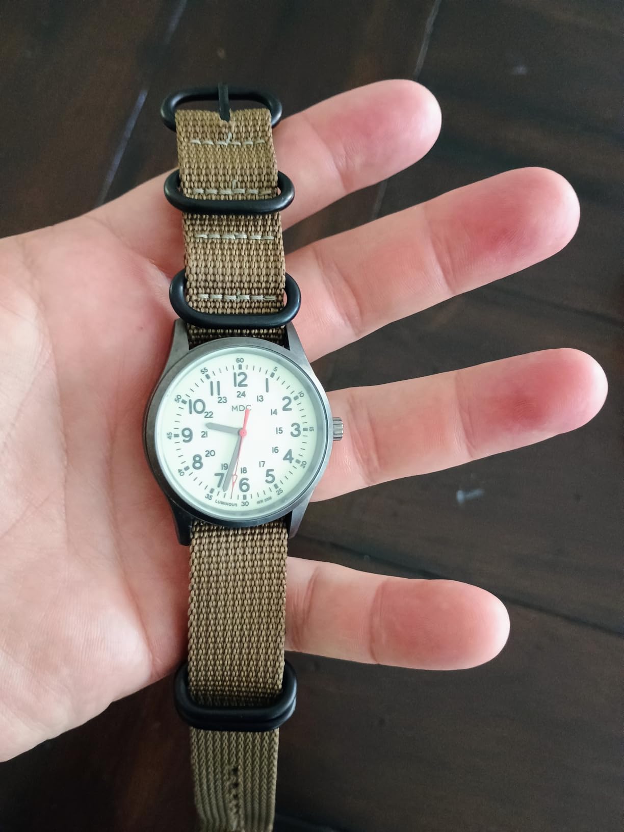 Infantry Mens Military Field Watch, Glow in the Dark Luminous, Nylon Band customer photo 2
