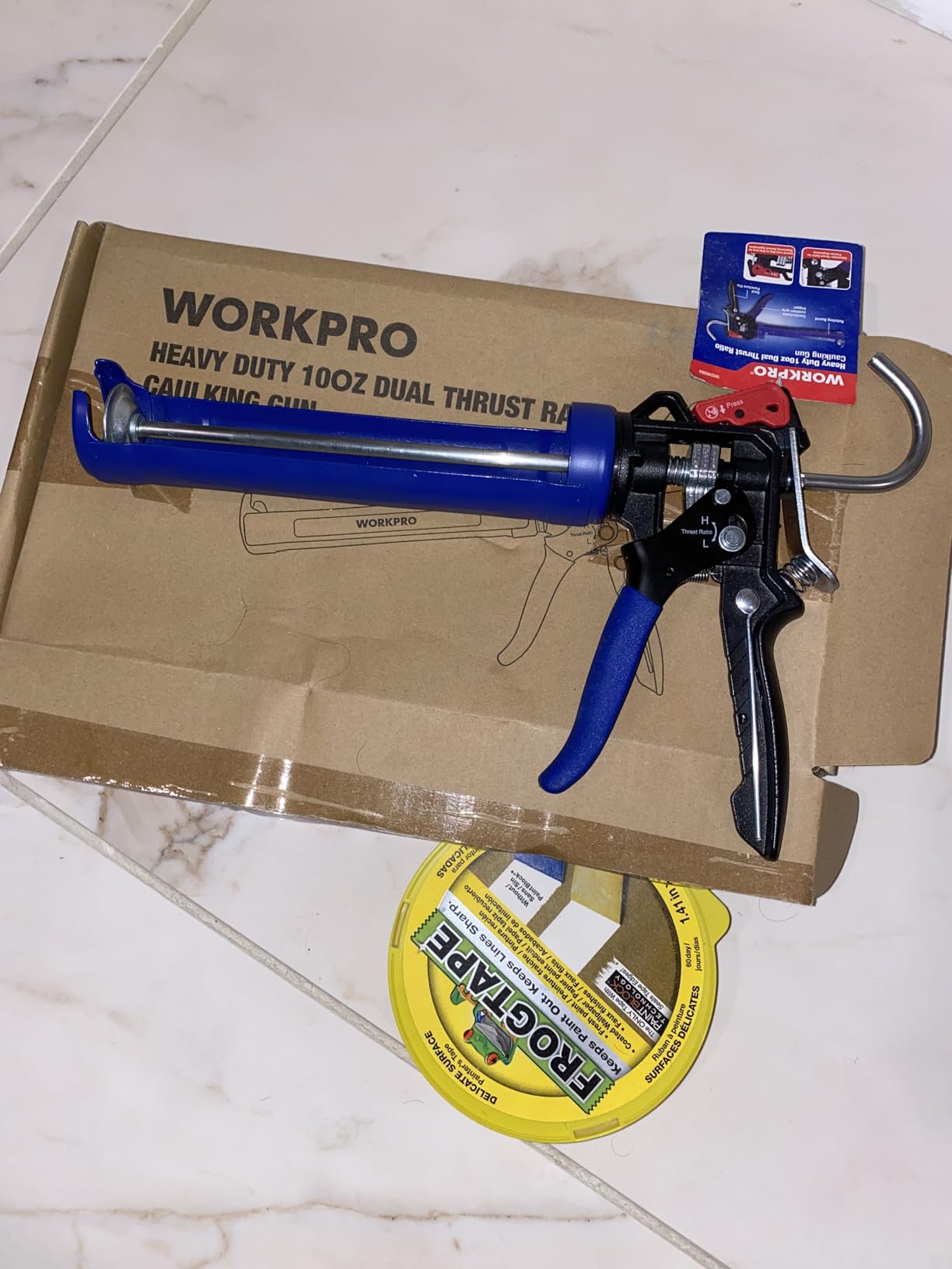 WORKPRO Caulking Gun, Hand Caulk Gun with Adjustable 9:1&18:1 Thrust Ratio customer photo 1