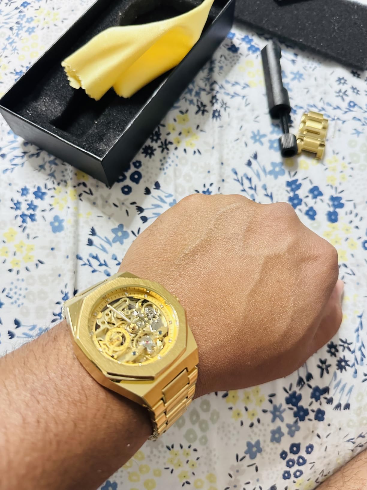 Tiong Fashion Mens Watches Top Brand Luxury Automatic Mechanical Stainless Steel Fashion Business Skeleton Wristwatch customer photo 1