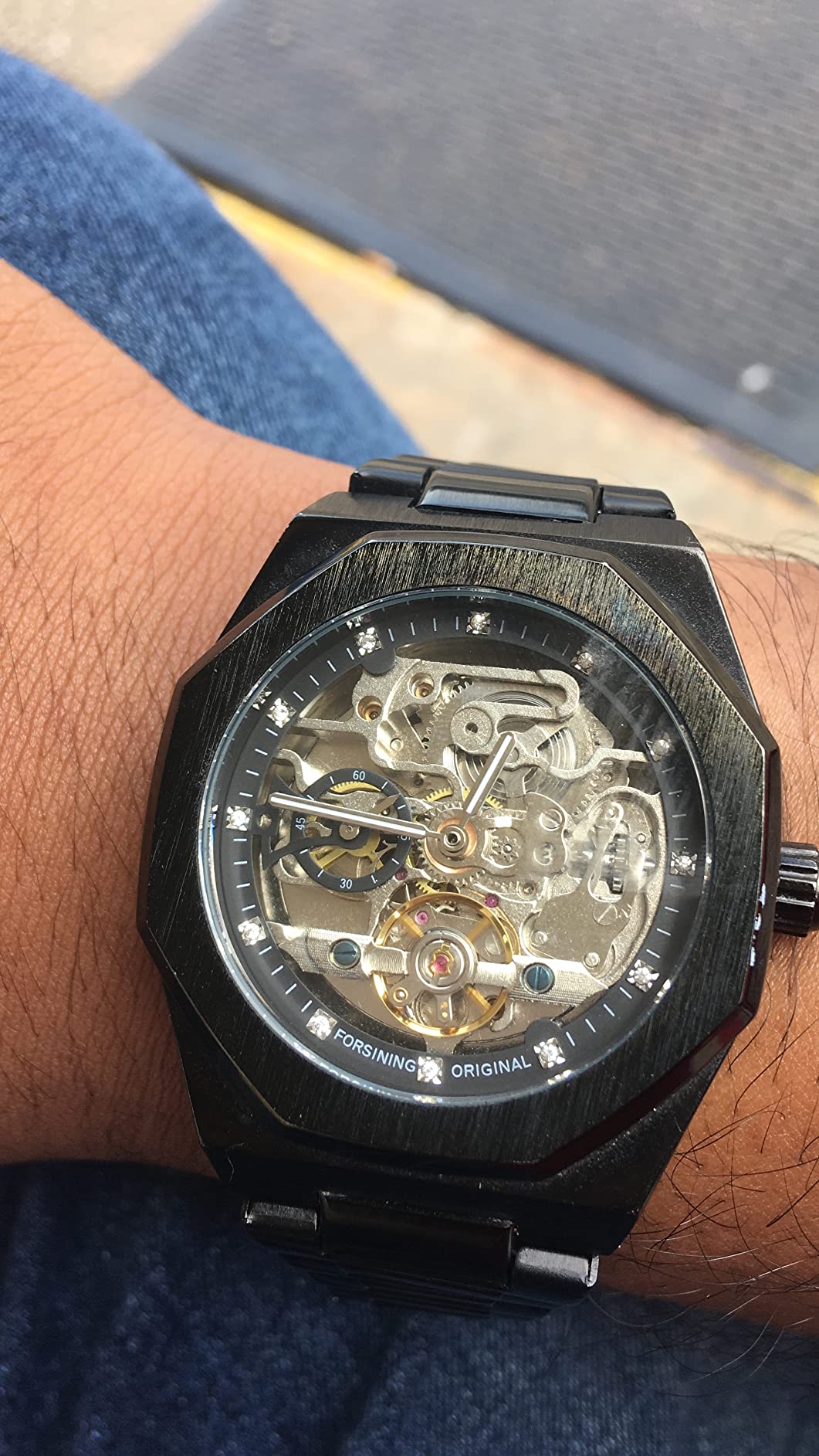 Tiong Fashion Mens Watches Top Brand Luxury Automatic Mechanical Stainless Steel Fashion Business Skeleton Wristwatch customer photo 2