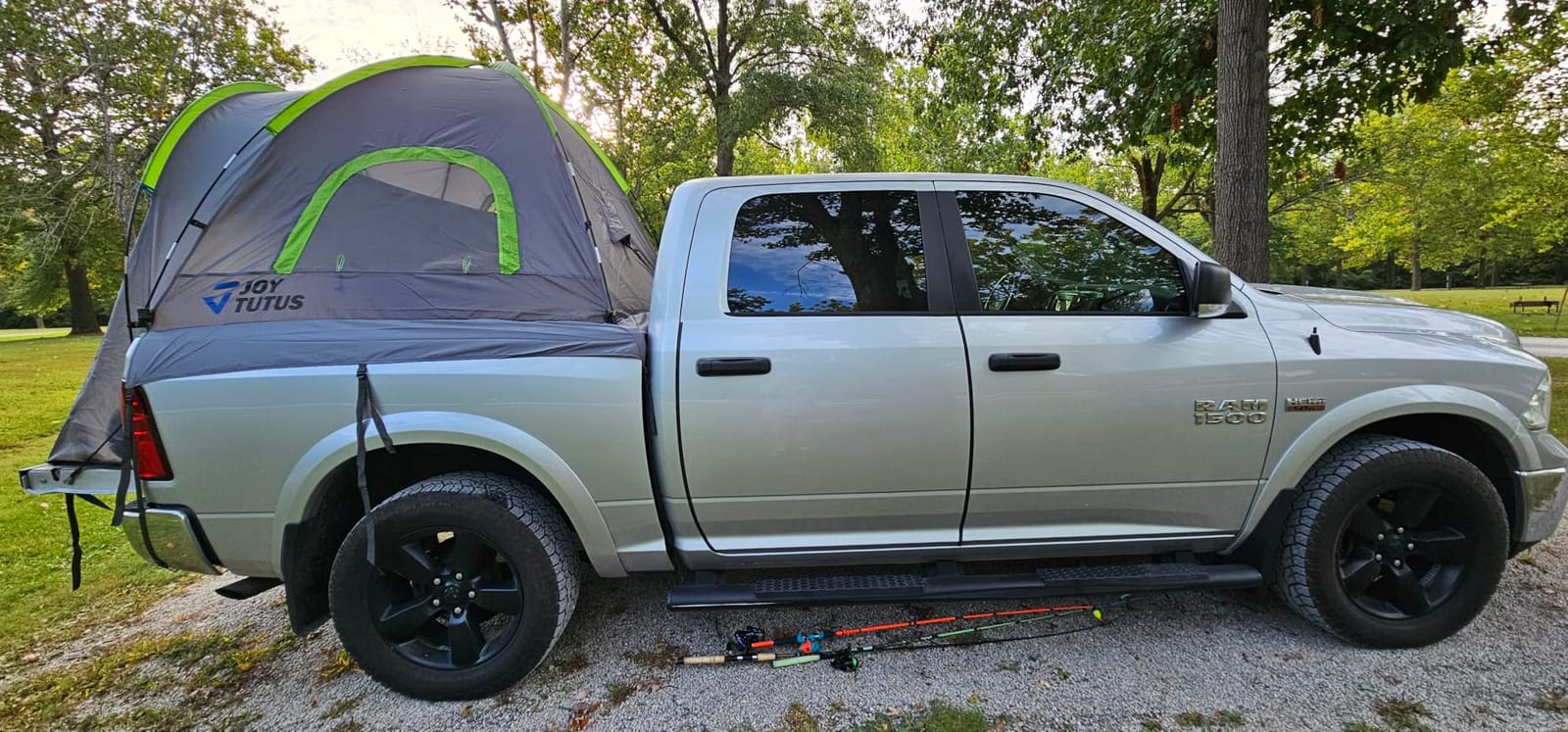 JOYTUTUS Pickup Truck Tent 2.0, Waterproof PU2000mm Double Layer for 2 Person, Portable Truck Bed Tent with Rainfly, 5.5'-5.8' Camping Preferred - Green customer photo 1