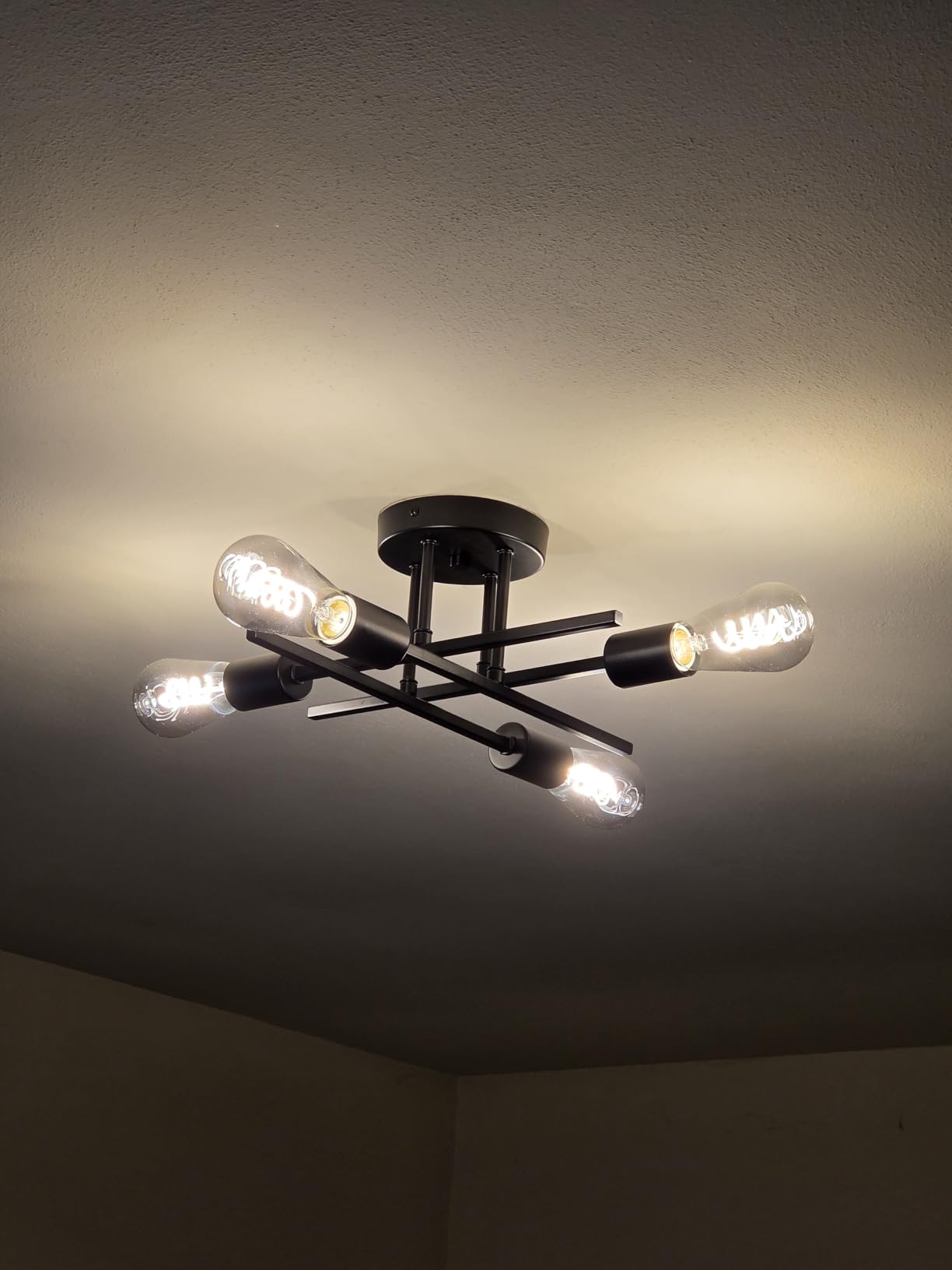 TOBUSA Modern 4-Light Semi Flush Mount Ceiling Light Fixture, Matte Black customer photo 1