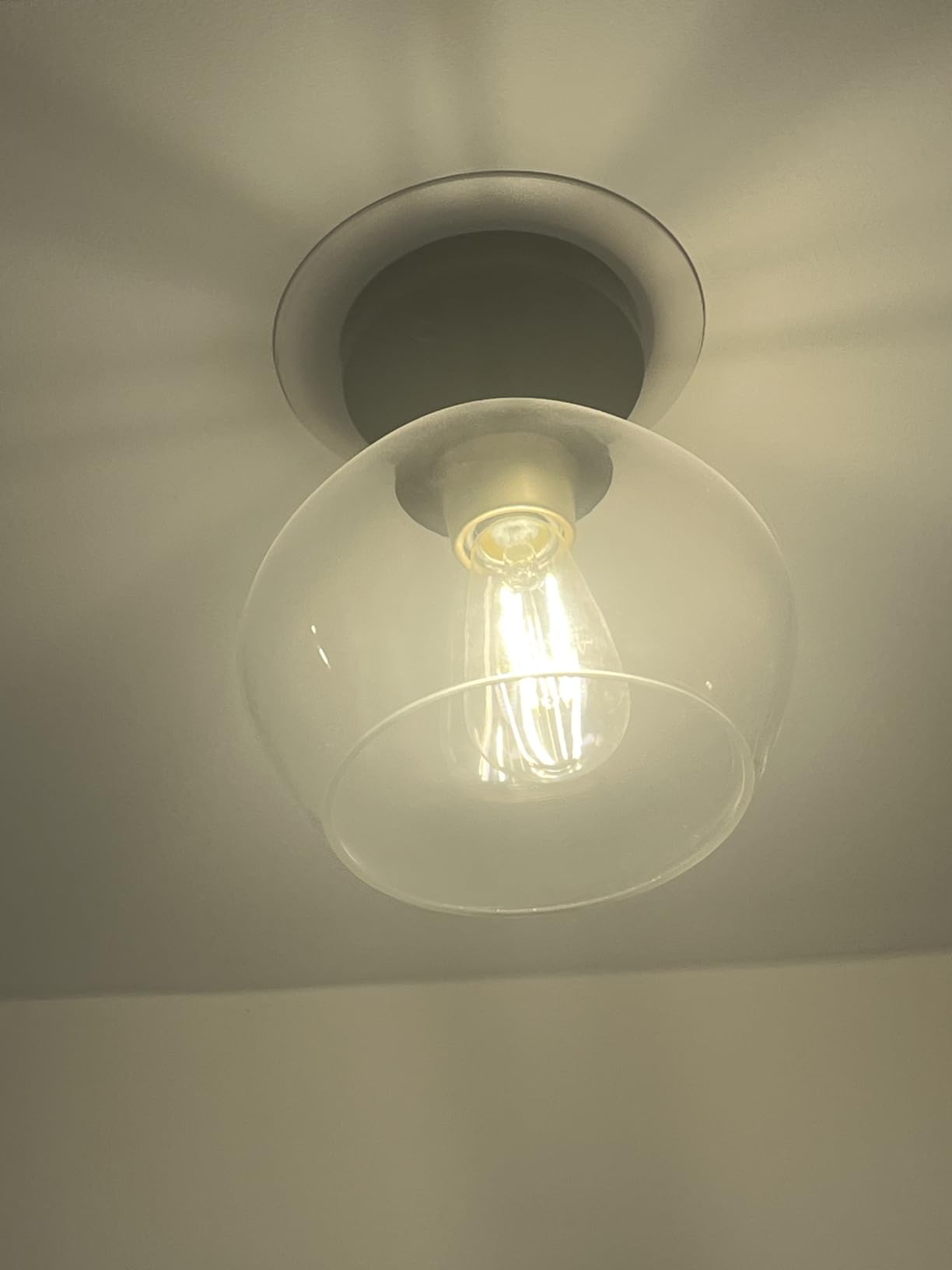 BesLowe Modern Semi Flush Mount Ceiling Light with Clear Glass Shade, Black customer photo 1
