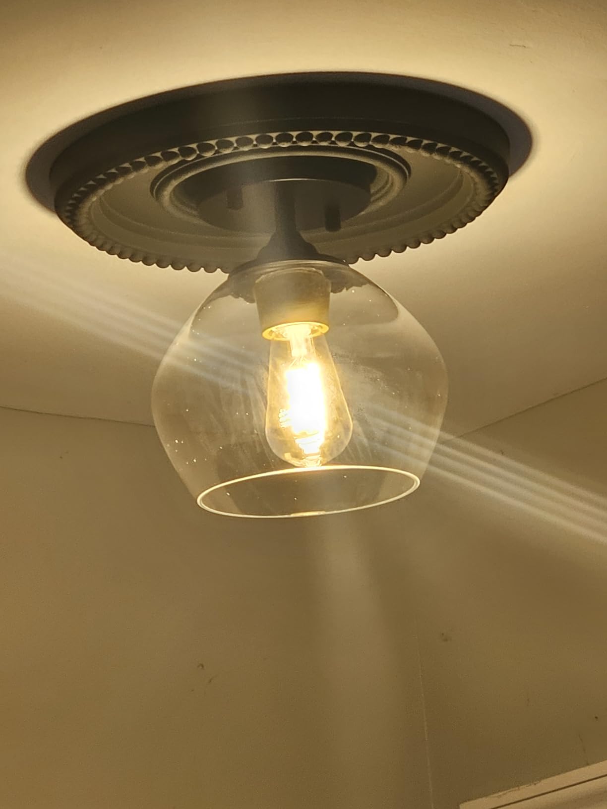 BesLowe Modern Semi Flush Mount Ceiling Light with Clear Glass Shade, Black customer photo 2
