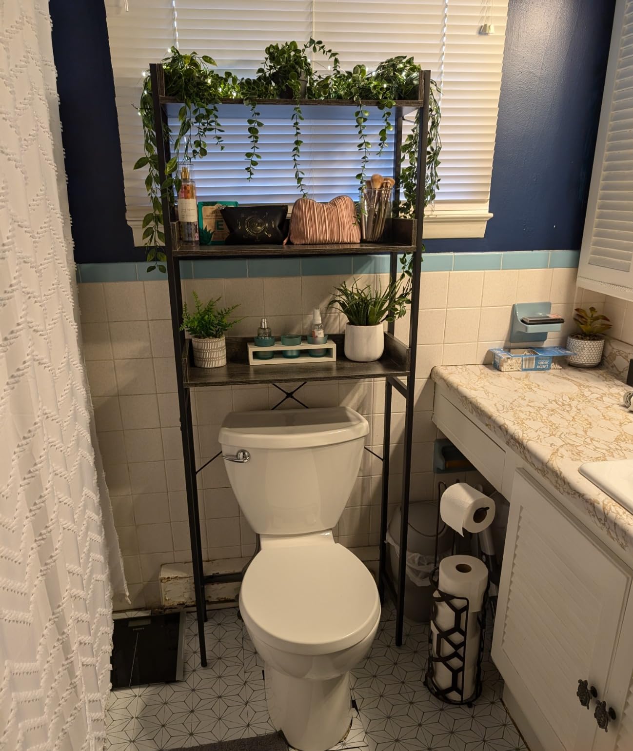 Ecoprsio Over-The-Toilet Storage Rack, 3-Tier Bathroom Organizer Shelf Over Toilet, Freestanding Space Saver Toilet Stands with 4 Hooks, Rustic Brown customer photo 1