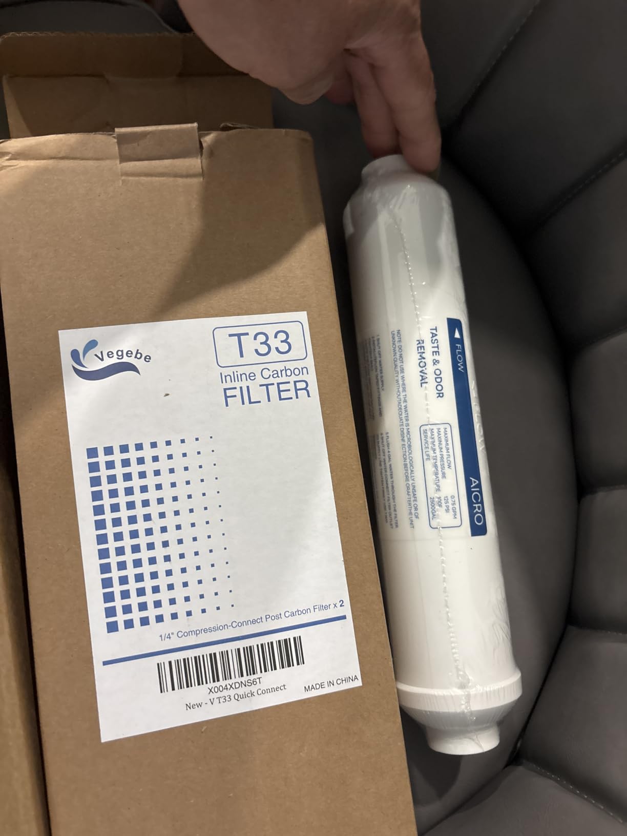 Inline Water Filter for Refrigerator, Ice Maker & Reverse Osmosis | 1/4-Inch Quick-Connect, Post Activated Carbon Replacement Filter Cartridge, Reduces Chlorine & Improves Taste, 2 Pack customer photo 1