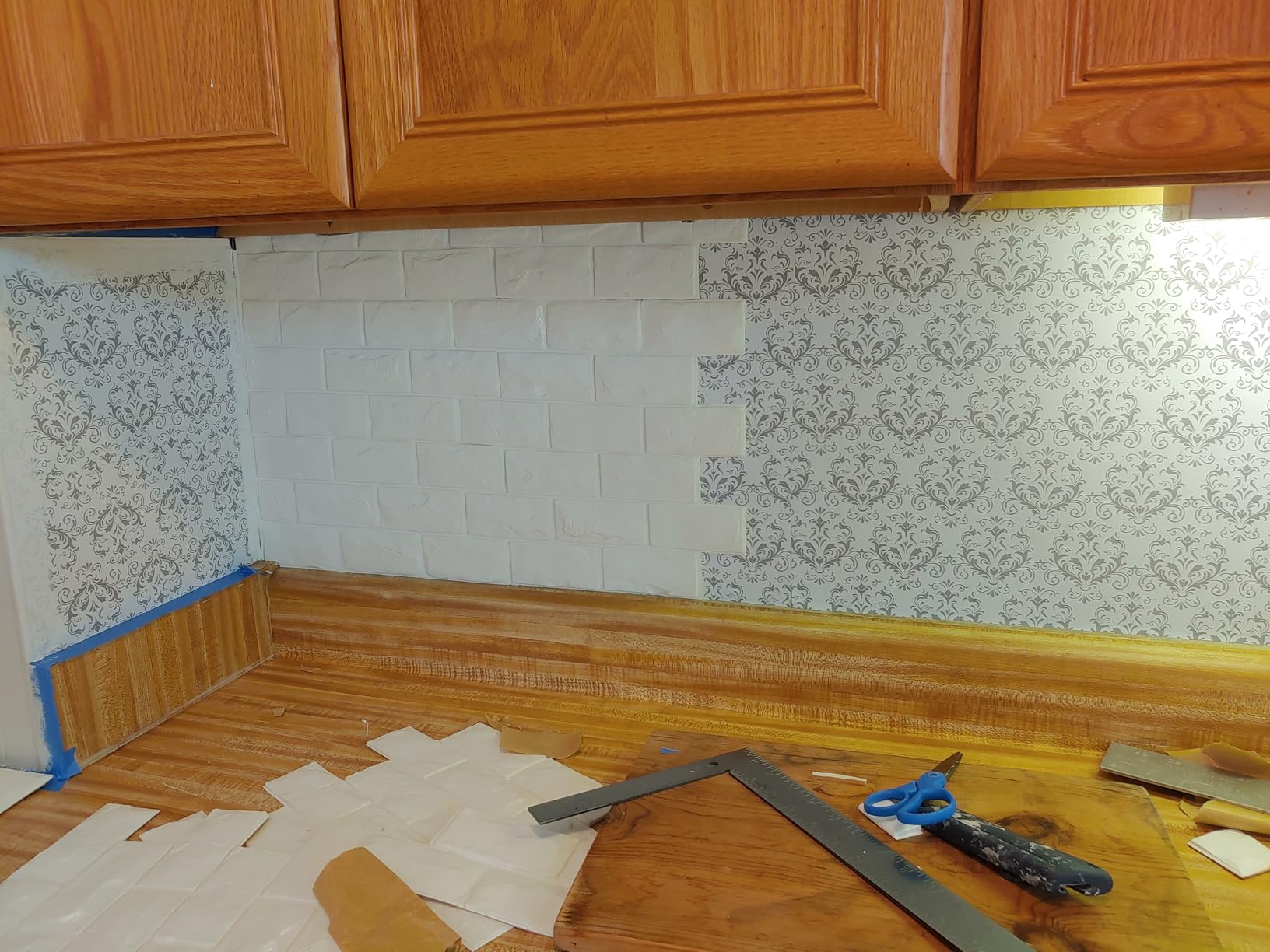 30 Pcs 3D Wall Panels, White Brick Printable 3D Wallpaper Stick and Peel, Self Adhesive Waterproof Foam Faux Brick Paneling for Bedroom, Bathroom, Kitchen, Fireplace (29.06 sq feet Coverage) customer photo 2