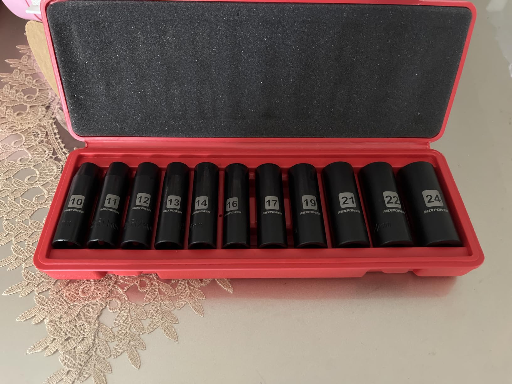 MIXPOWER 11 Pieces 1/2-Inch Drive Deep Impact Socket Set, 3/8-Inch to 1-Inch, CR-V, SAE, 6 Point, Deep, 11 Pieces 1/2