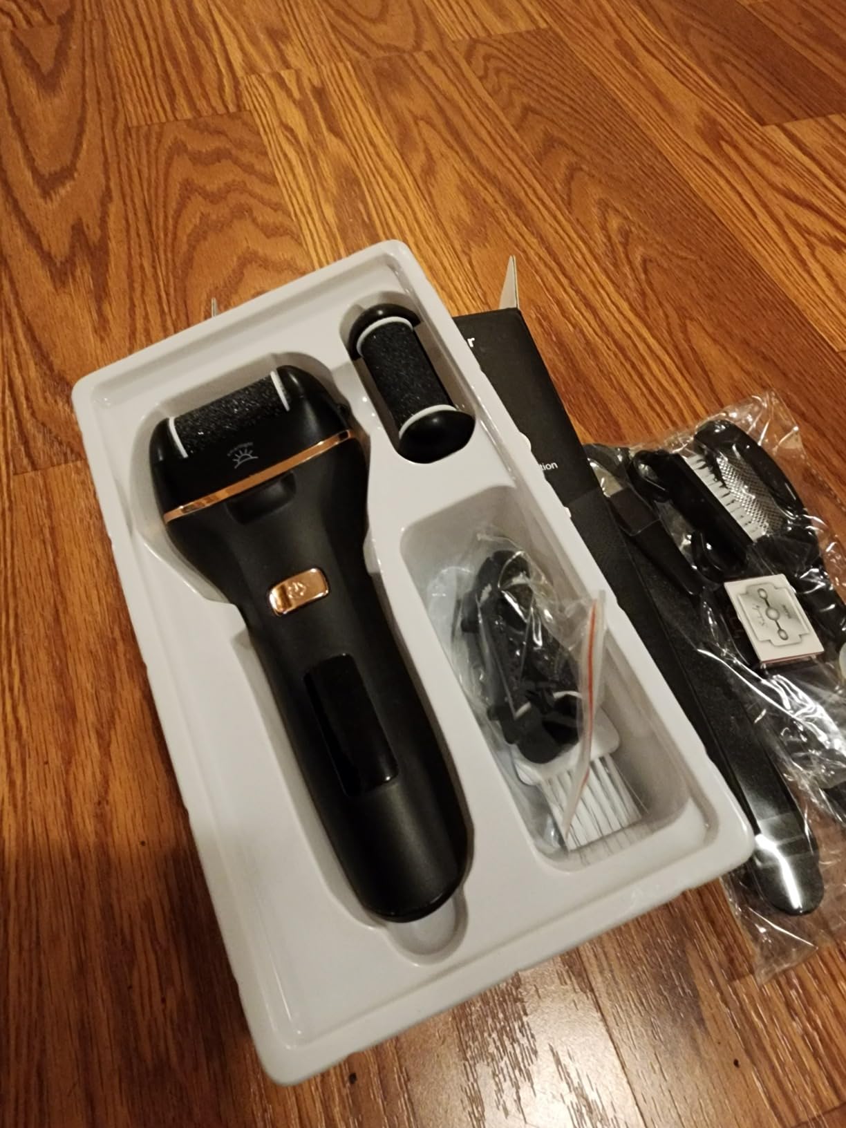 AdamPark Electric Callus Remover for Feet, Rechargeable Foot File Hard Skin Remover, Waterproof 14 in1 Professional Pedicure Kit for Cracked Heels &Dead Skin, with 3 Roller Heads 2 Speed(Black J8) customer photo 1