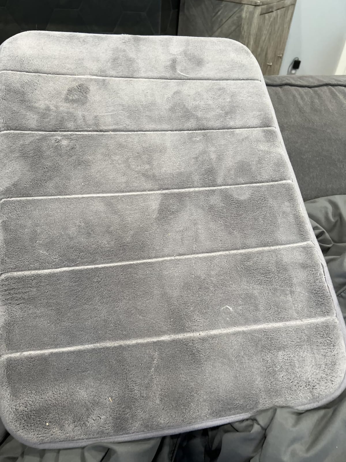Yimobra Memory Foam Bathroom Rugs Sets 2 Piece - Super Soft Absorbent Quick Dry Bath Mat Set, Machine Washable Non Slip Floor Carpet for Tub Shower & Single Sink (17x24 & 31.5x20 Inch, Gray) customer photo 1