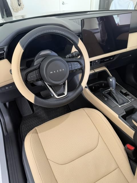 Leather Car Steering Wheel Cover, Universal Fit for Most Cars, Beige customer photo 1
