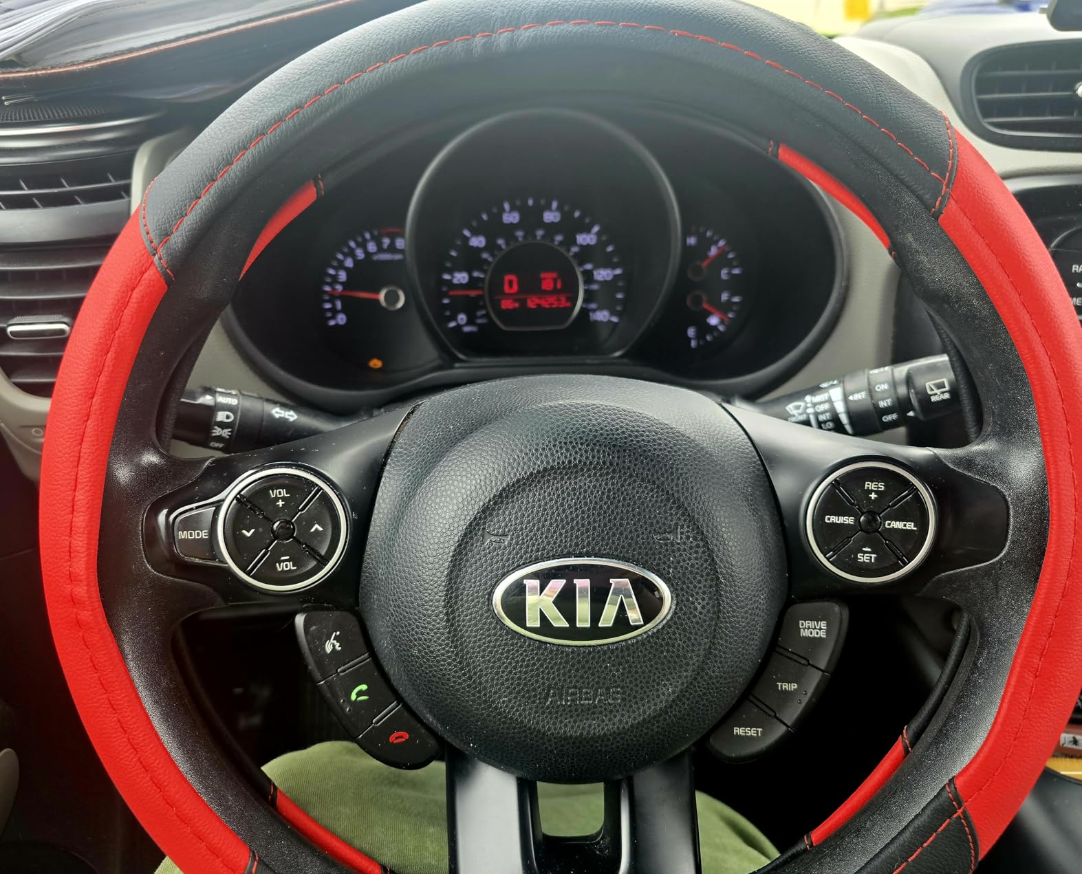 Leather Car Steering Wheel Cover, Universal Fit for Most Cars, Beige customer photo 2