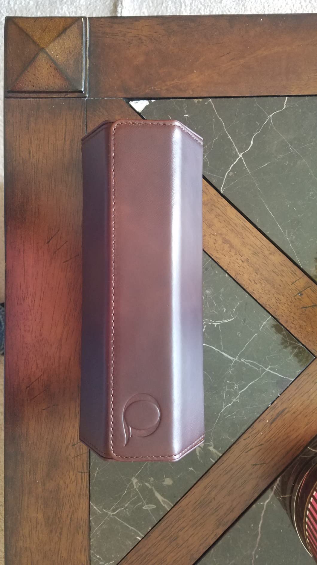 QWATCHBANDS Leather Watch Roll Travel Case for 3 Watches, Brown/Gray customer photo 2