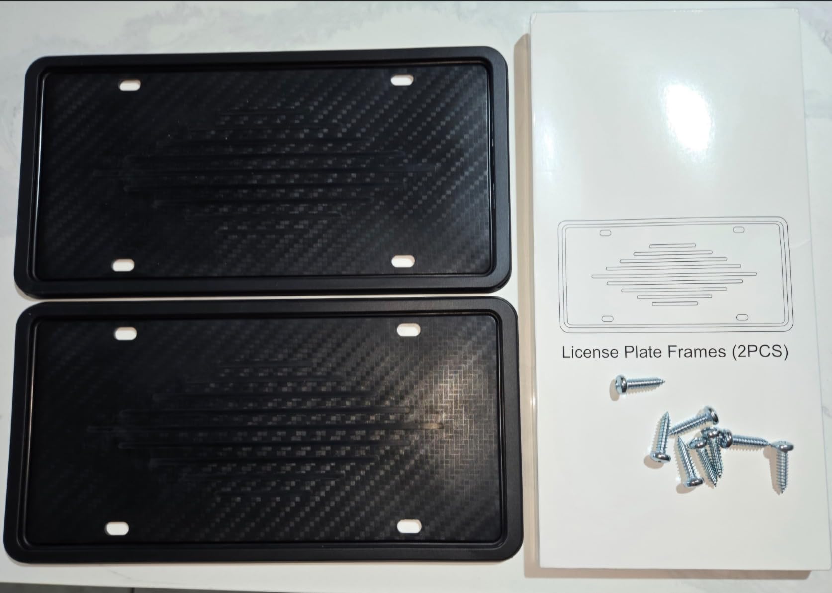 Intermerge License Plate Frame Holder - Universal American Auto Silicone License Plate Cover Rust-Proof,Rattle-Proof,Weather-Proof with 3 Drainage Holes Car Black License Plate Frame Black customer photo 1