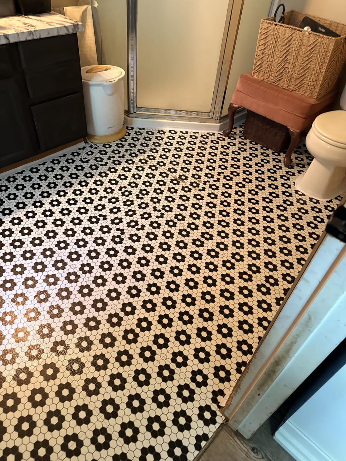 FloorPops Black Biscotto Peel & Stick Floor Tiles, FP3931 customer photo 2