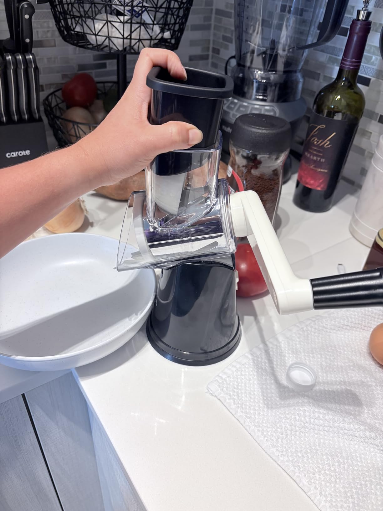 Cambom Rotary Cheese Grater Hand Crank Cheese Shredder, Black customer photo 1