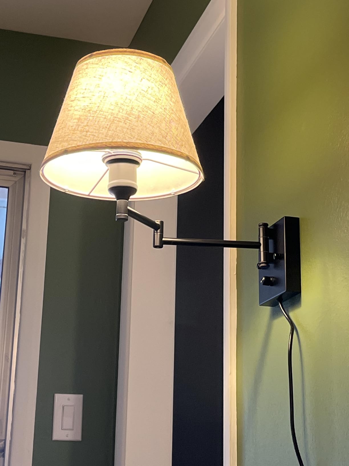 TRLIFE Dimmable Wall Sconce Plug in, Wall Sconces Set of Two Swing Arm Wall Lights with Plug in Cord and On/Off Dimmer Rotary Switch, 11.8