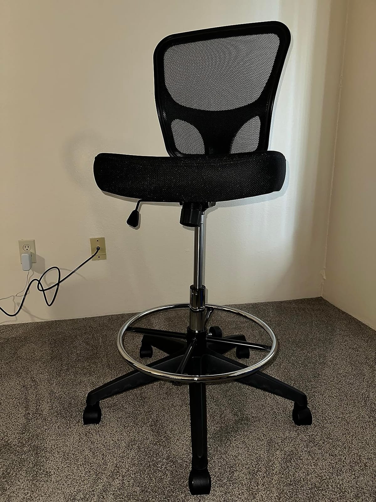 Armless Drafting Chair Tall Office Chair Adjustable Height High Back Ergonomic Desk Chair Drafting Stool Rolling Bar Stools Chairs with Footrest and Wheels customer photo 2