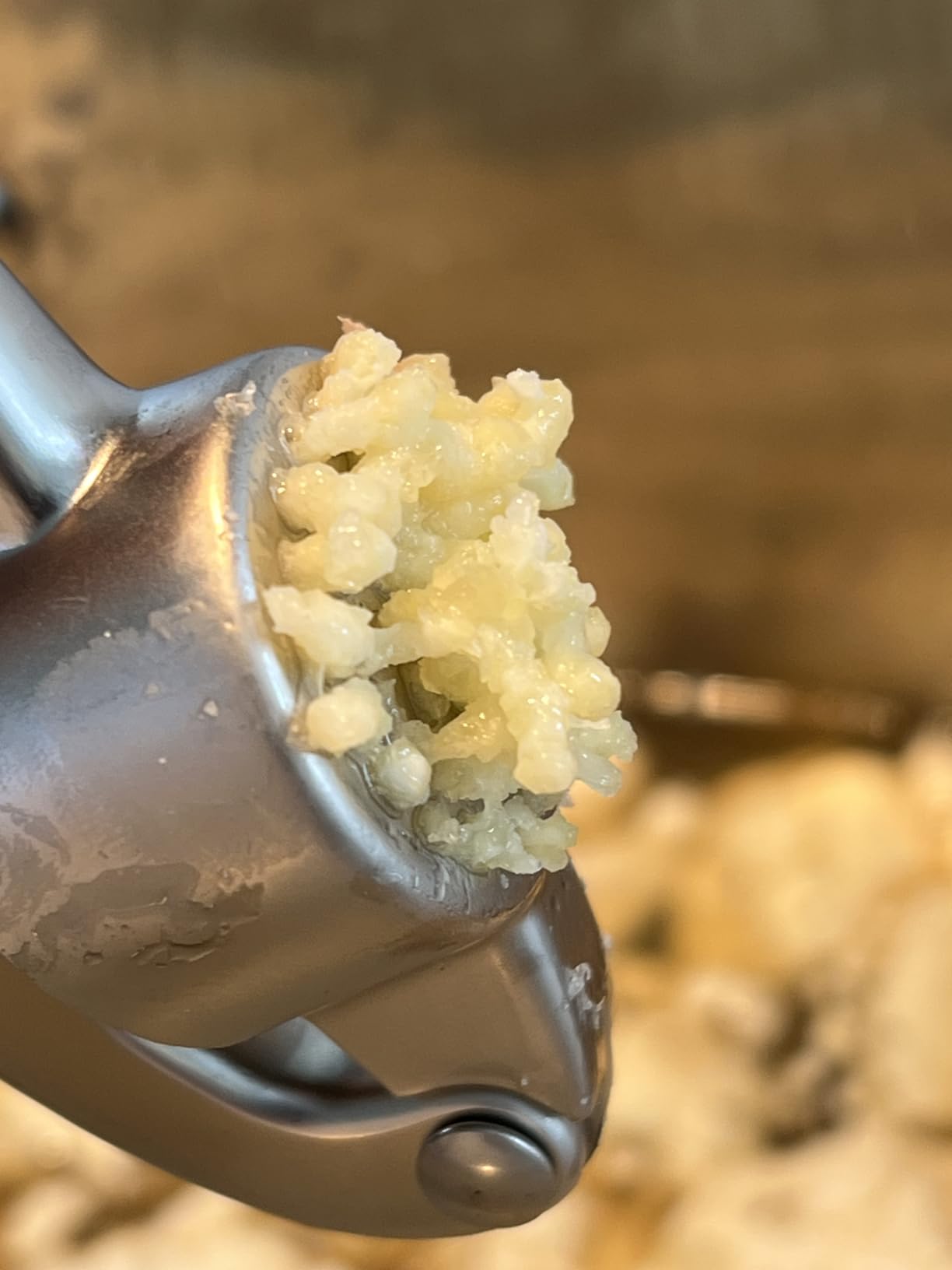 Kitessensu High Effective Garlic Press With Studs, Heavy Duty Garlic Mincer, Easy to Squeeze and Clean, Rust Proof, Ginger Crusher- Imperial Silver customer photo 1