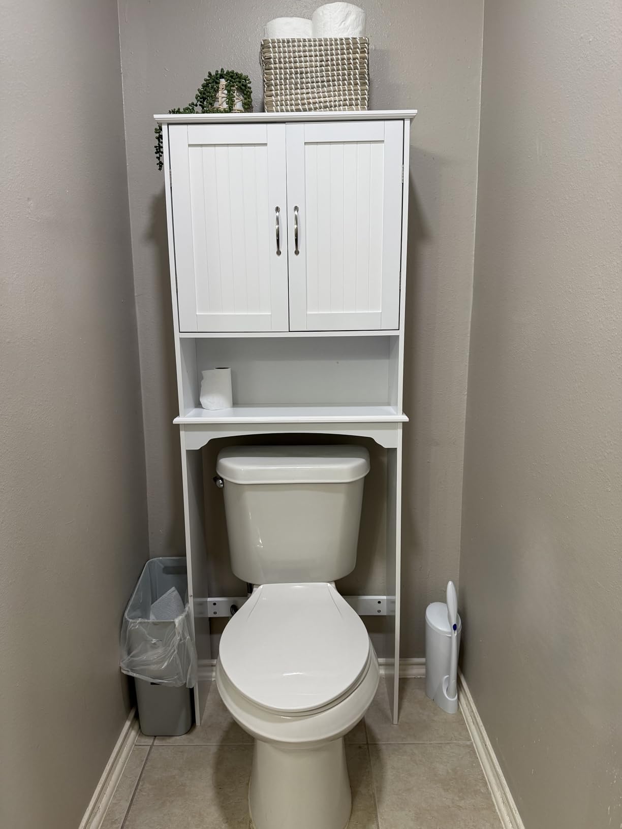 Yaheetech Over the Toilet Storage Cabinet, Bathroom Organizer, Gray, 25″W customer photo 1
