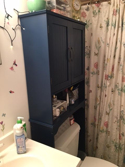Yaheetech Over the Toilet Storage Cabinet, Bathroom Organizer, Gray, 25″W customer photo 2