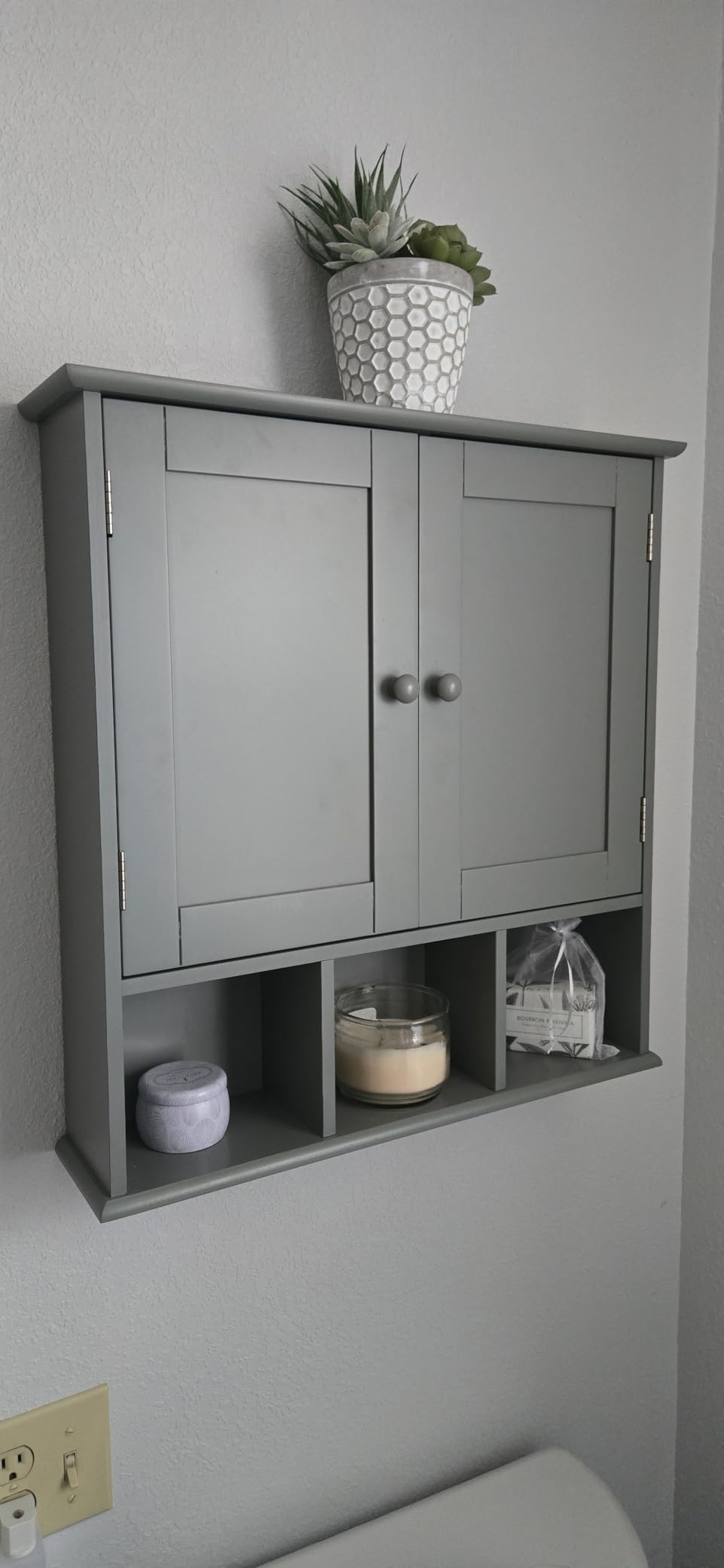TaoHFE White Bathroom Wall Cabinet with 2 Door Adjustable Shelves customer photo 1