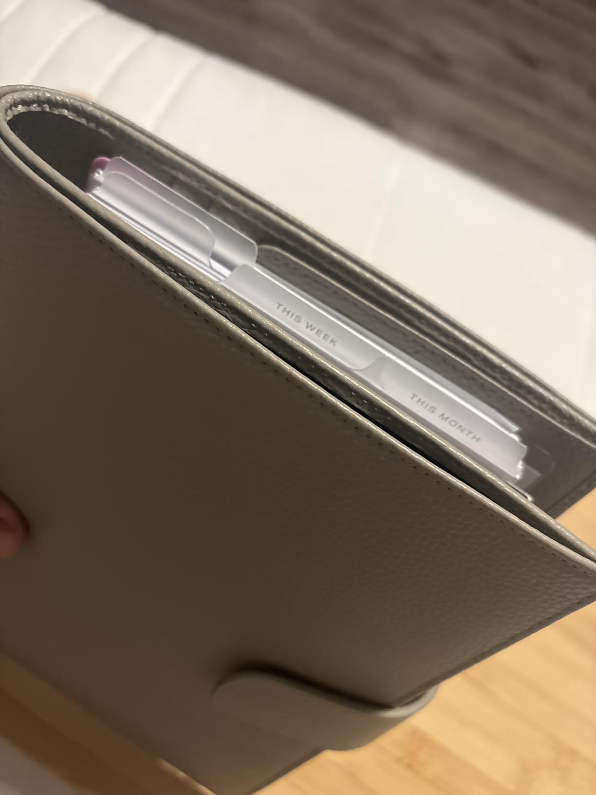 Moterm Leather Cover for Half Letter/Junior Discbound Planner, with Back Pocket (Pebbled-Gray) customer photo 1