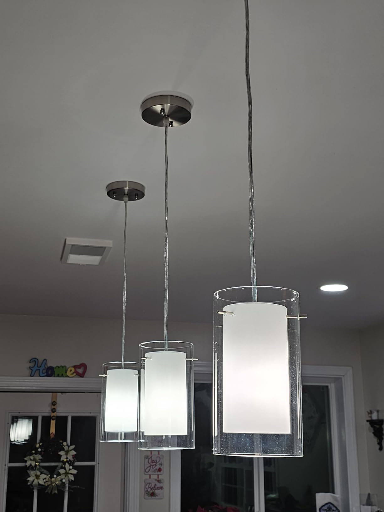 AKEZON Pendant Lights Kitchen Island 2 Pack, Brushed Nickel, Adjust Height customer photo 1