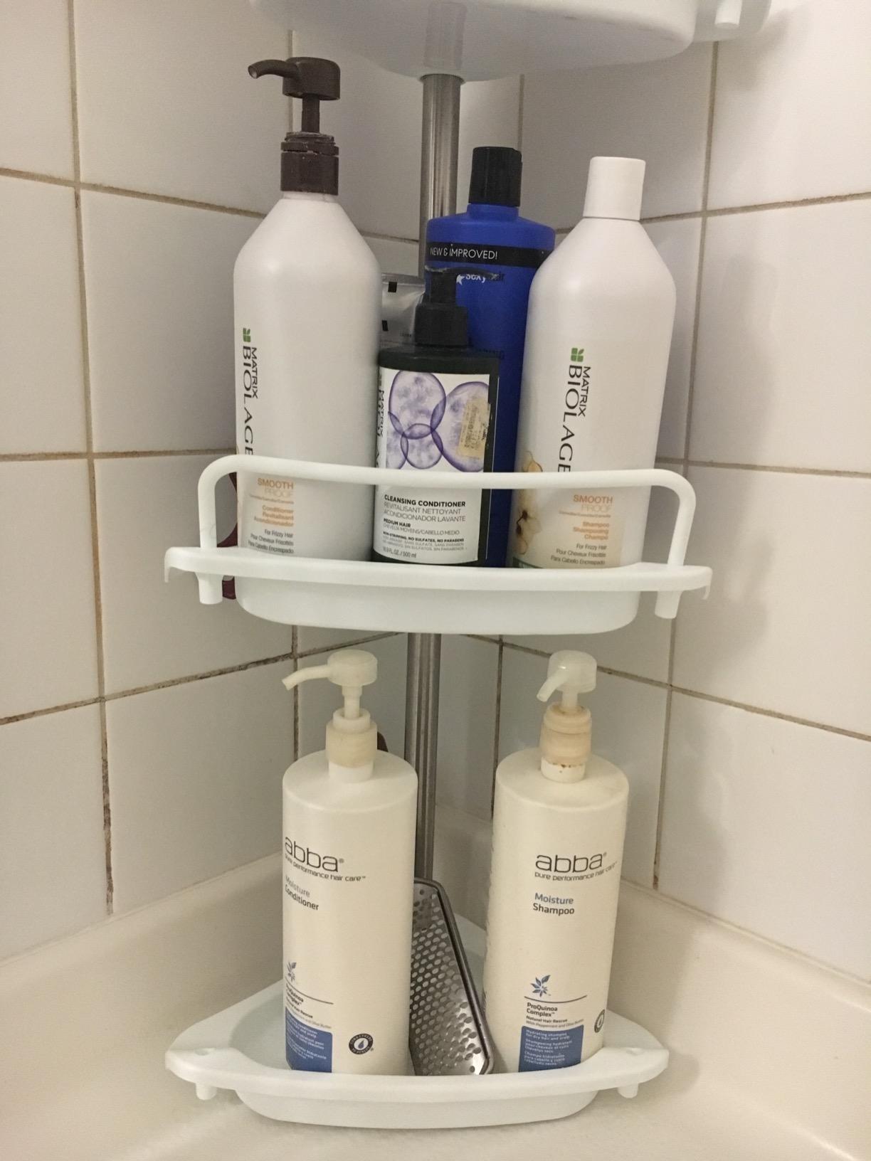 Corner Shower Caddy Tension Pole for Shampoo Holder, Stainless Steel Rod customer photo 1
